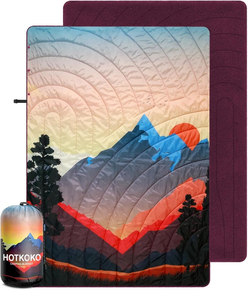 hotkoko Hooded Stadium Blanket, Waterproof Fleece Wearable Camping Blanket - Image 2